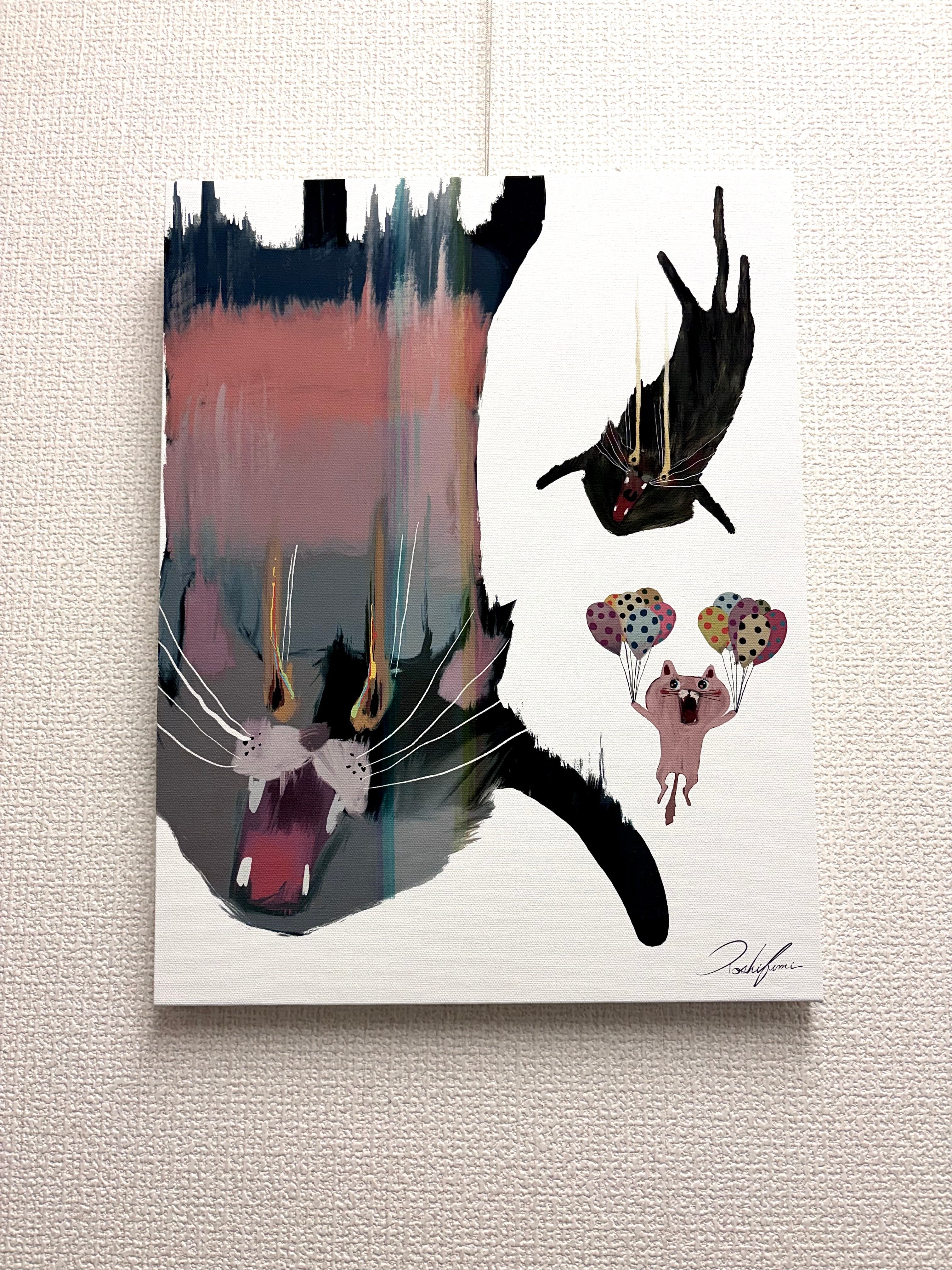 オチテルネコ/FalingCat F15 油彩原画 | Yoshifumi Art『Joy frase』