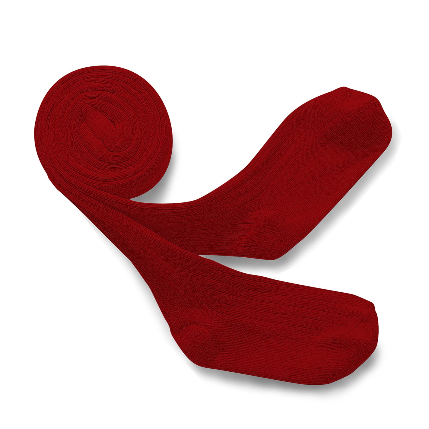 【Collégien】Louise - Ribbed Tights - Rouge Carmin