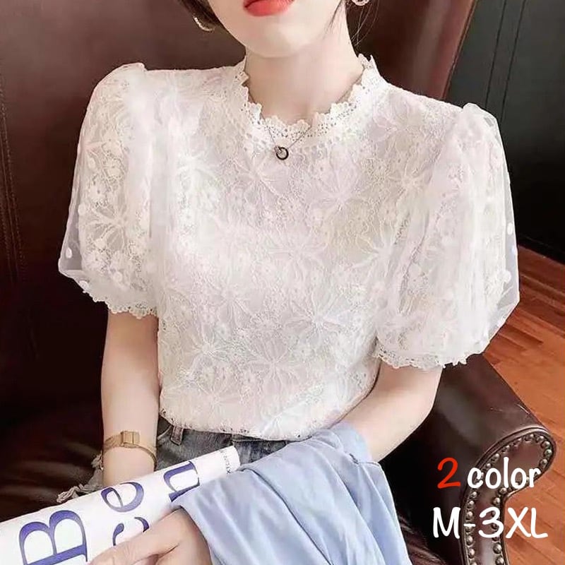 シャツ 半袖シャツ シフォンシャツ レースシャツ シフォン レース 刺繍 トップス レディース 半袖 ラウンドネック プルオーバー 透け感 スリム レトロ カジュアル きれいめ 可愛い お洒落 普段使い 日常使い 普段着 お出かけ デート 女子会 休日 夏 ホワイト 白色 ブラック 黒 M L XL 2XL 3XL 10代 20代 30代 大人 大人可愛い コーデ コーディネート 韓国 ファッション オルチャン お取り寄せ 送料無料 hll-1205