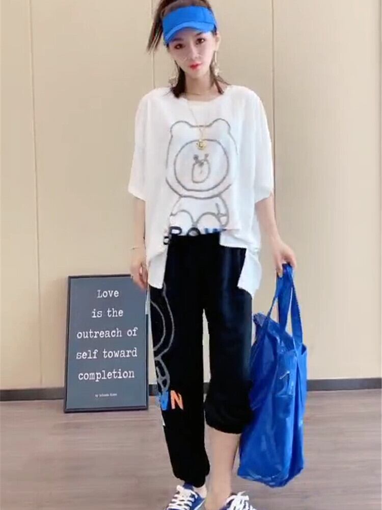 カジュアルサマーラウンドネック半袖スリーブTシャツ ハーフスリーブ 大きめサイズ 夏物 Oネック ヨーロピアン ミックスインファッション51203301990