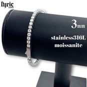 モアサナイト サージカルステンレス316L テニスネックレス 3mm 20cm