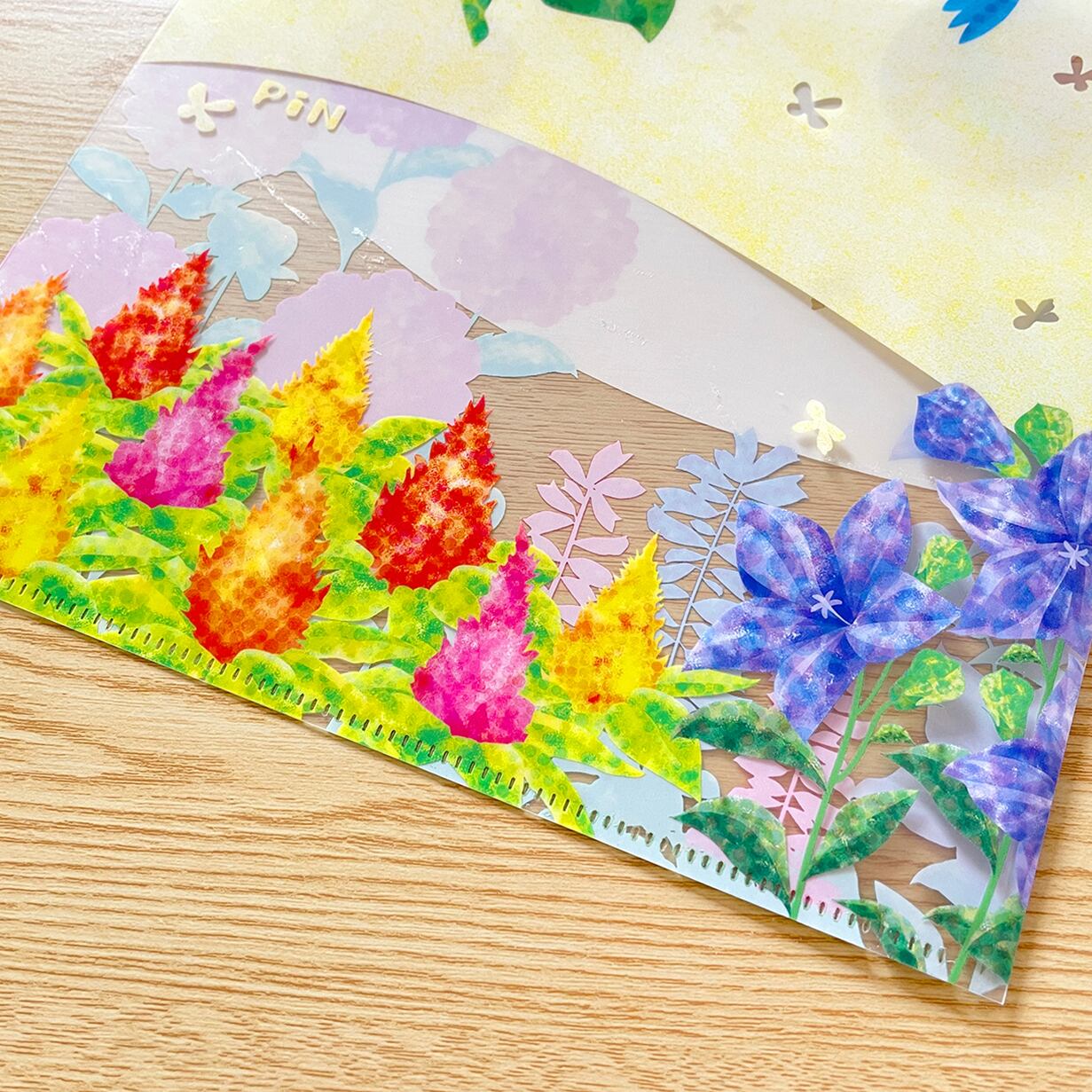 花とハチドリのクリアファイル〈A4サイズ〉クリアホルダー 文房具 書類