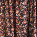 ブロックプリント生地【50cm単位】インド綿  花柄 黒×赤×黄土色 #43210-BK1