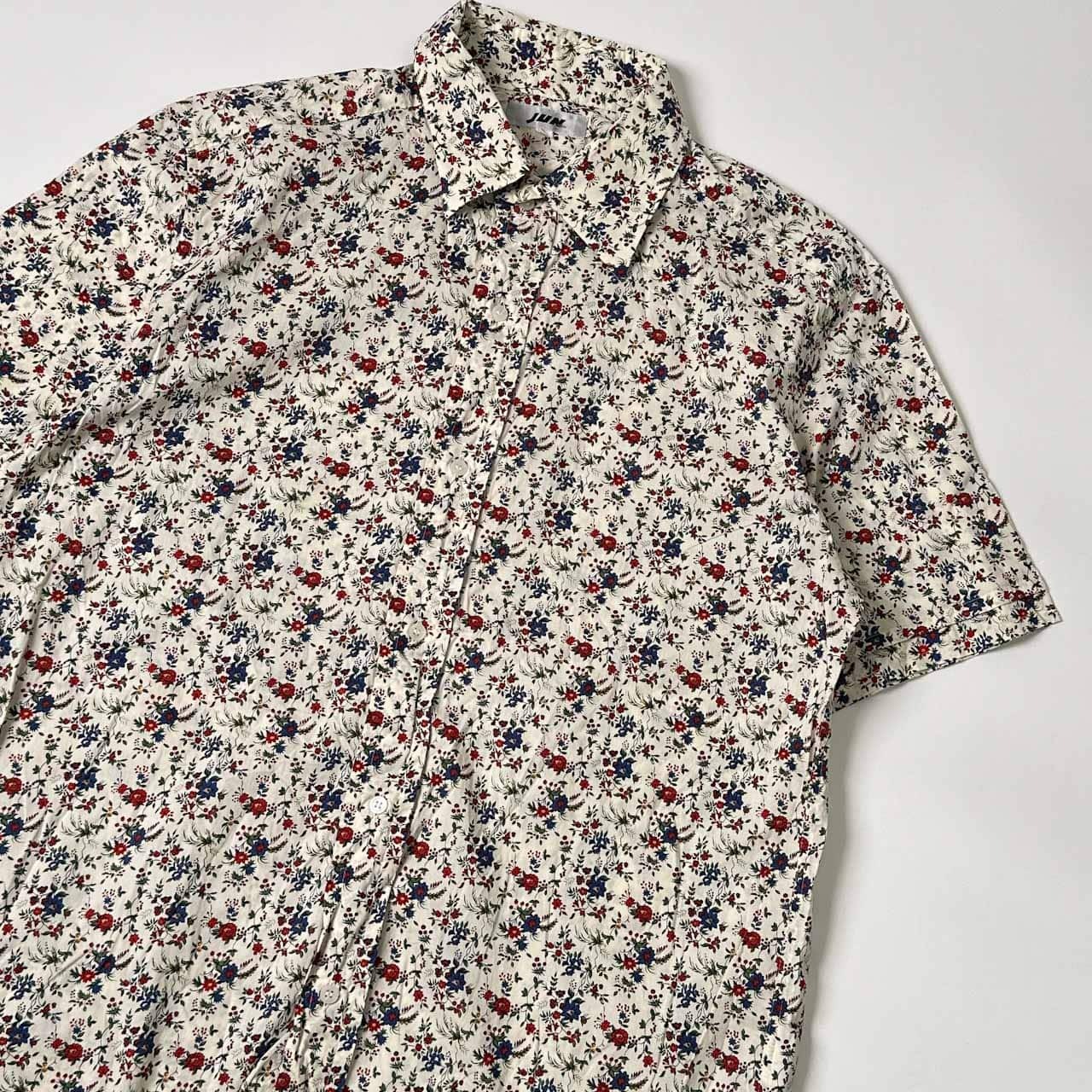 80s JUNMEN ジュンメン 花柄 半袖シャツ L/マルチ メンズ ビンテージ