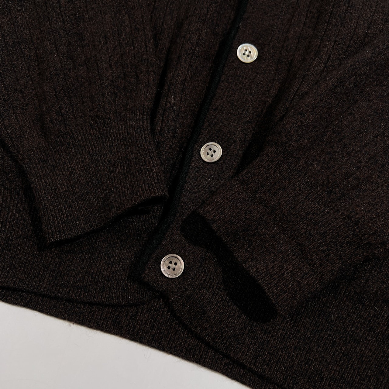 カシミヤ100% ALPHA アルファ カシミア ウール リブ ニット カーディガン サイズ M /ダークブラウン系/メンズ