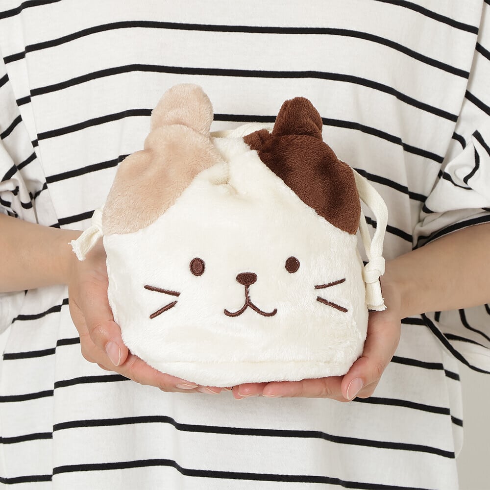 猫ポーチ(もちもち巾着ふくふくにゃんこ)ミケ | マスノヤ衣料品店