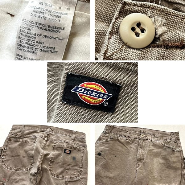 1点物◇ディッキーズ雰囲気系ペンキ焦茶ワイドペインターパンツ古着