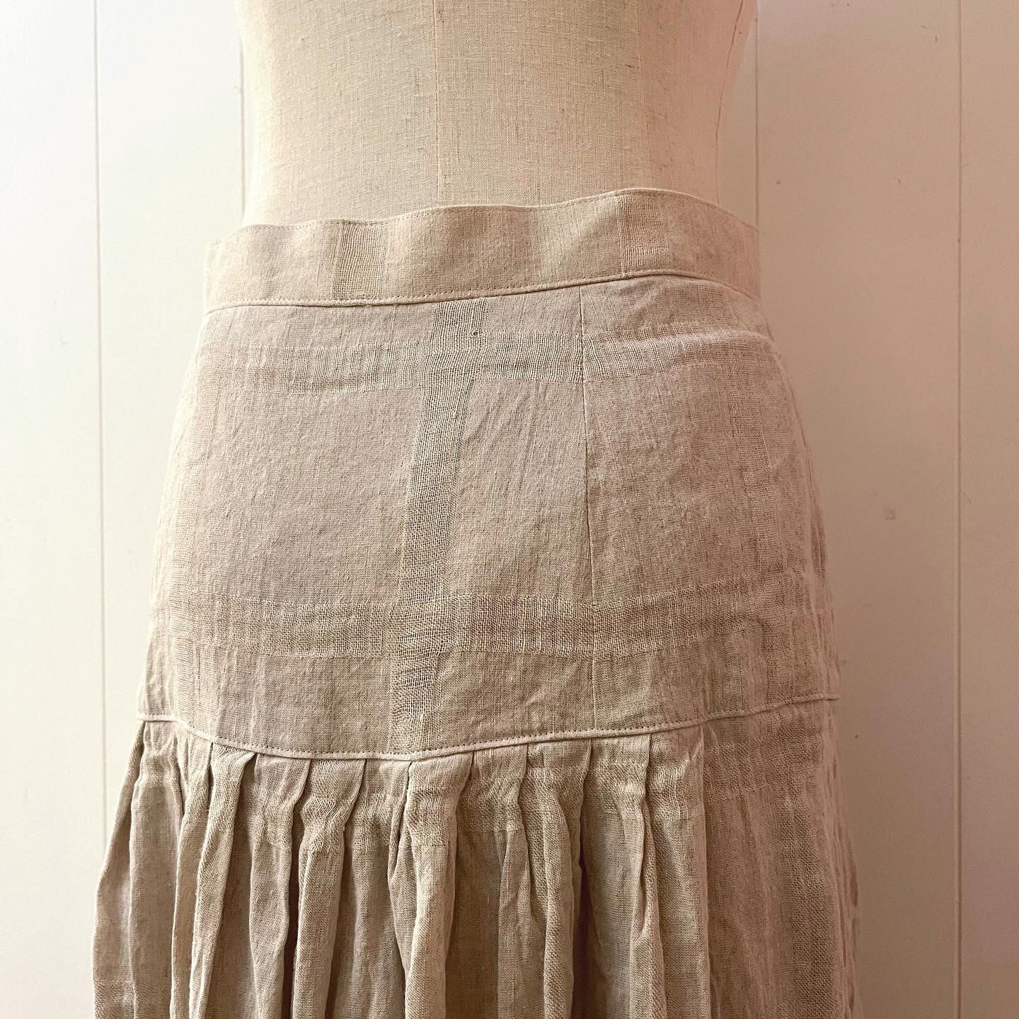 hem lace linen pleats skirt