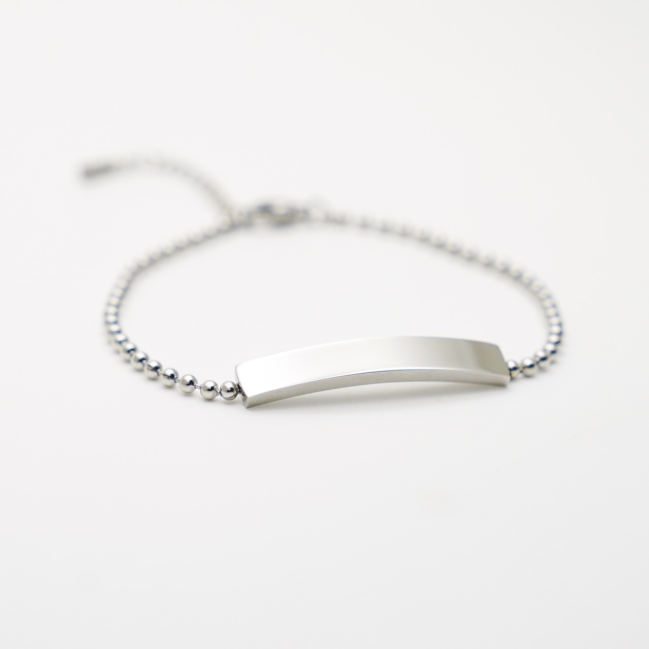 ワイドプレート ボールチェーン ブレスレット シルバー サージカルステンレス SUS304