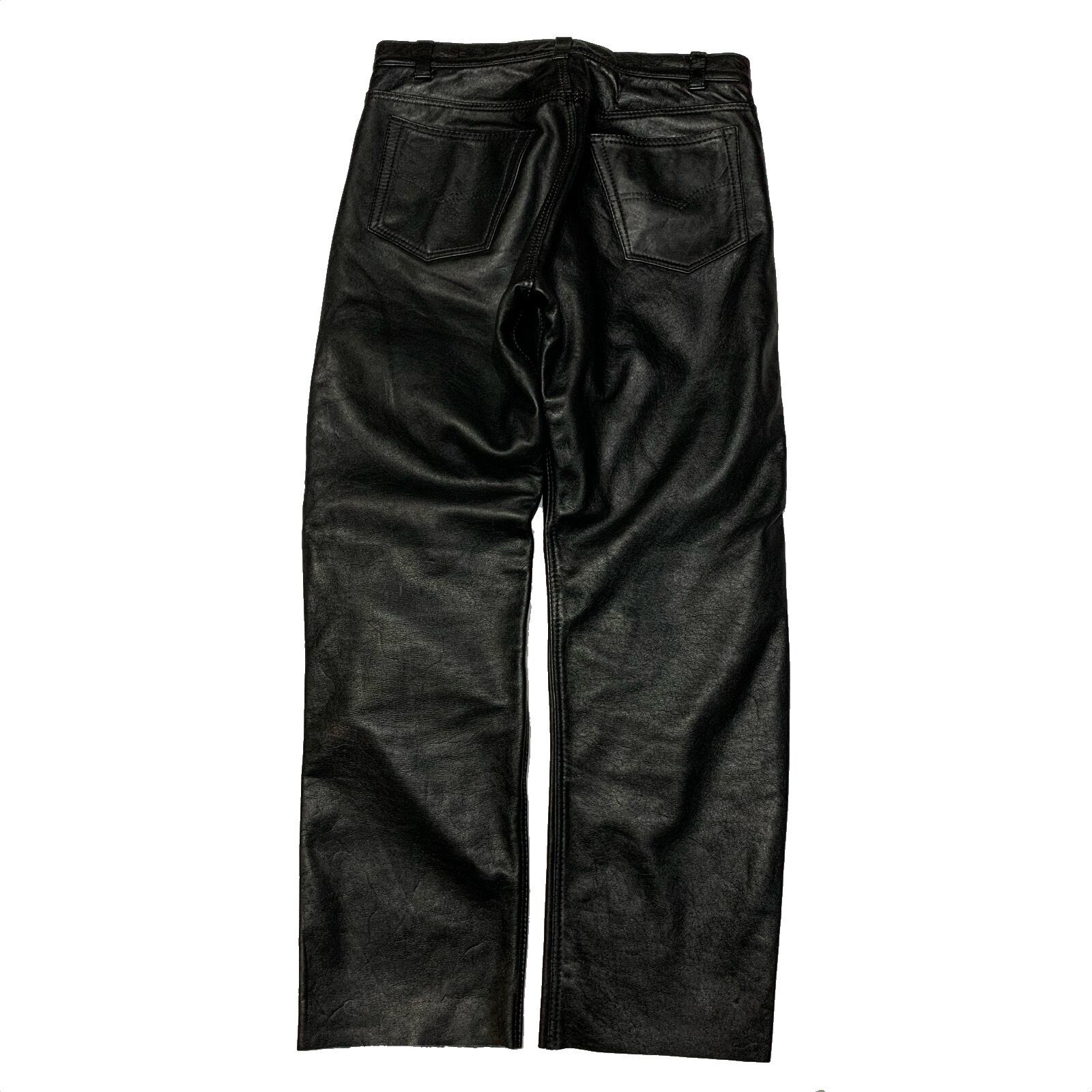 本革】90 00s archive ワイド モード レザー パンツ BLACK 本革】90 00s archive ワイド モード レザー パンツ BLACK
