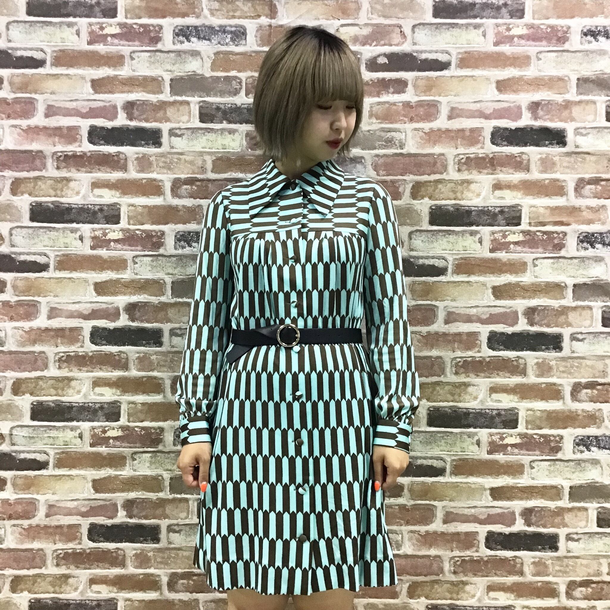 HANAE MORI Light Blue Pattern One-piece | インポート古着