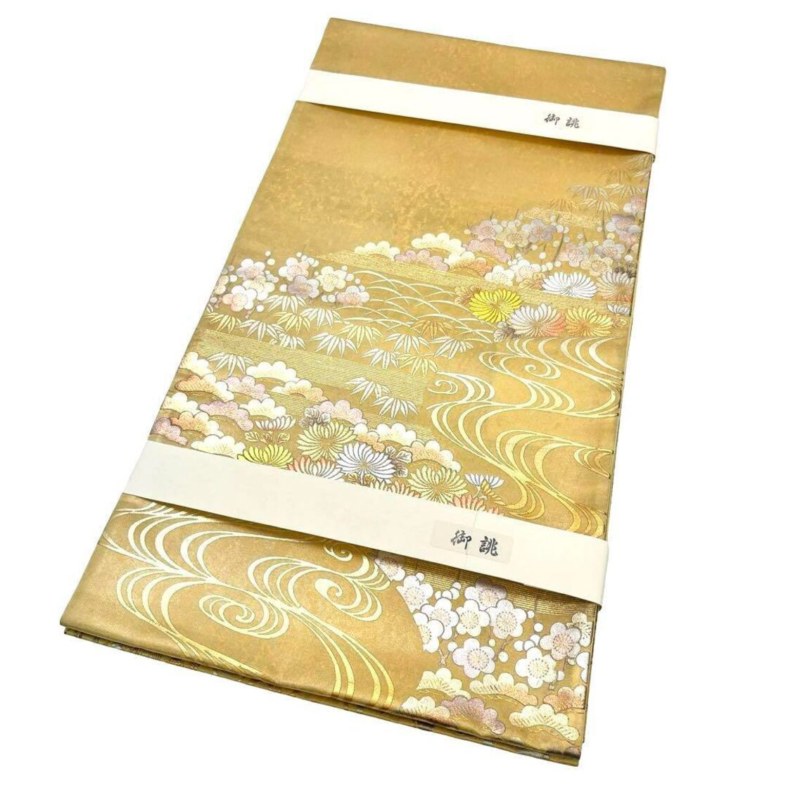 袋帯 金彩友禅 和田光正 流水に花模様 松竹梅 金色 O-4068 | Pay ID