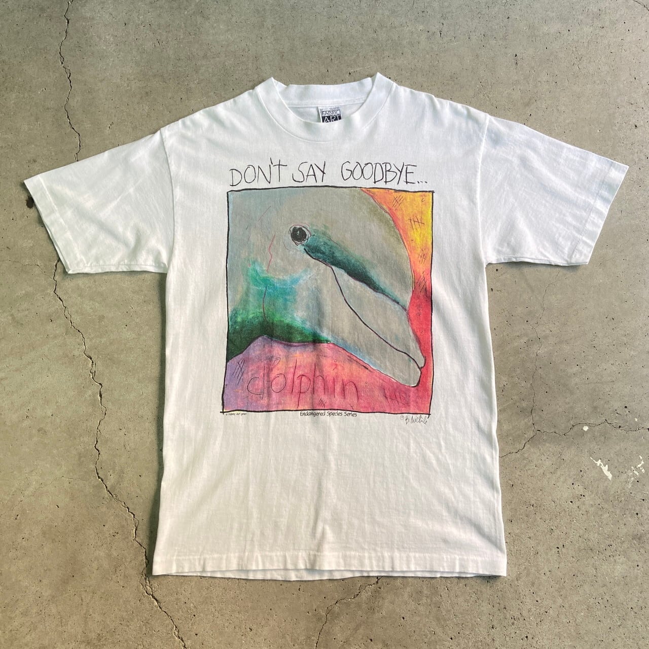 90年代 USA製 FABRIC ART B.MICHILE イルカ アートプリントTシャツ 