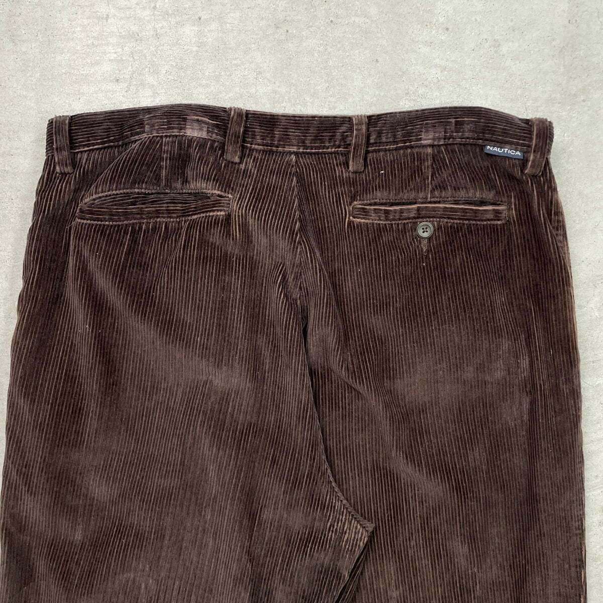ラフ NAUTICA ダークブラウン コーデュロイスラックス NAUTICA ノーティカ 2タック ワイド コーデュロイパンツ 太畝 メンズ