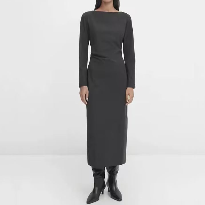 ボートネックロング丈ワンピース G0453