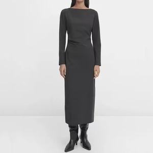 ボートネックロング丈ワンピース G0453