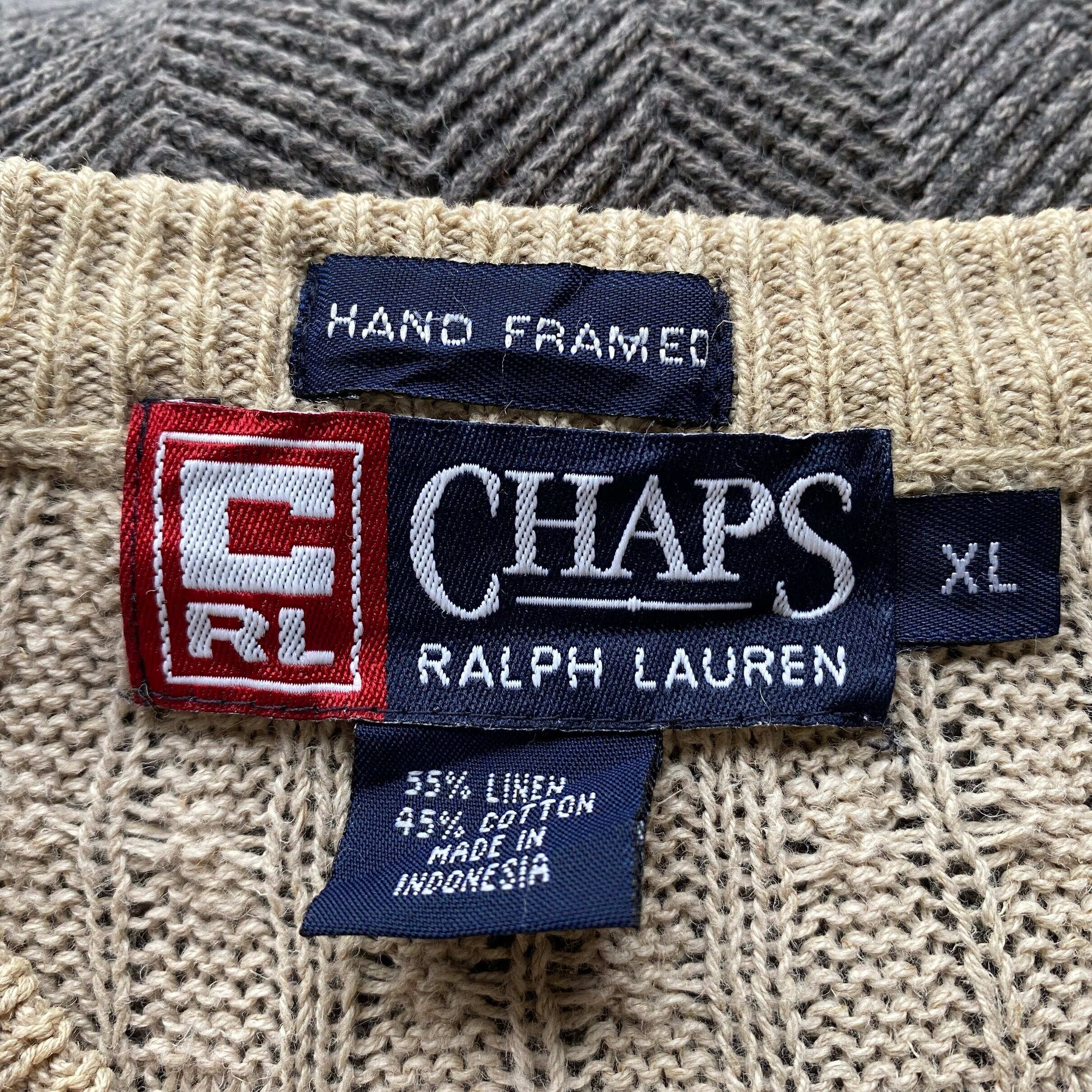 90年代 チャップス ラルフローレン ケーブル リネンコットンニットセーター メンズXL 古着 CHAPS Ralph Lauren 90s  ビンテージ ヴィンテージ HAND FRAMED ベージュ【ニットセーター】【CS2301-40】 | cave 古着屋【公式】古着通販サイト