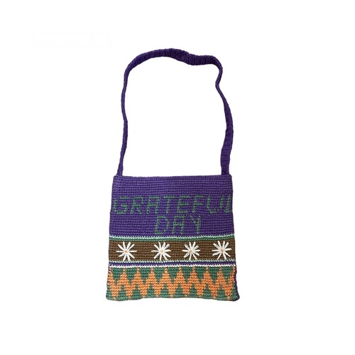 HAVE A GRATEFUL DAY #Crochet Shoulder Bag Purple