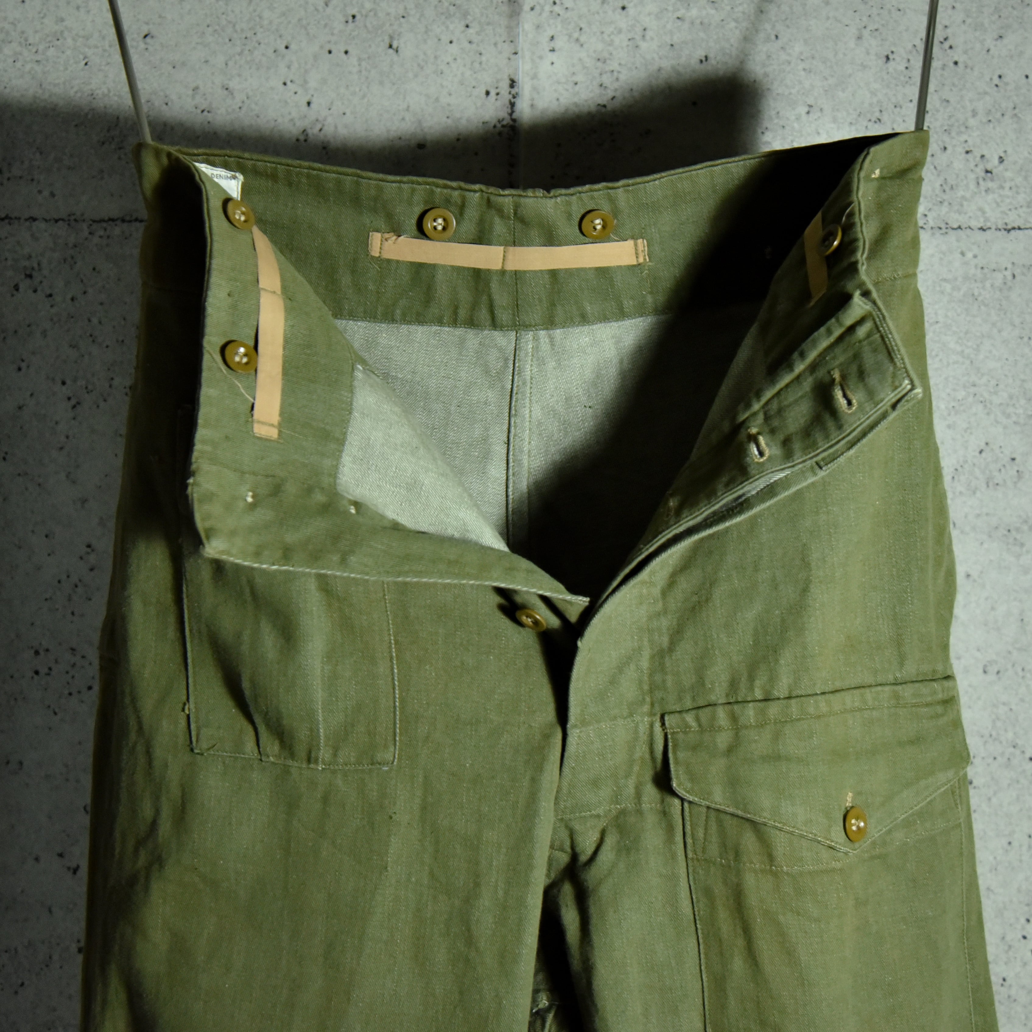 50s British Army Green Denim Pants イギリス軍 グリーンデニム パンツ