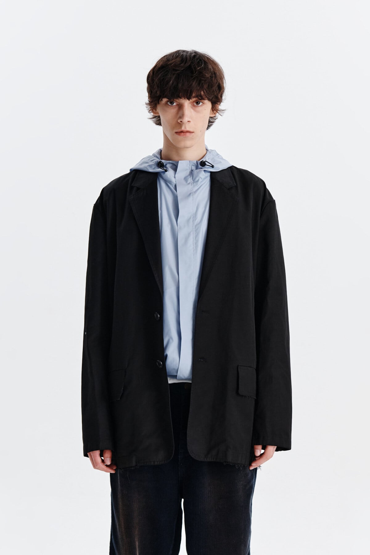 Matin Kim] ROUGH DETAIL SINGLE JACKET FOR MEN IN BLACK 正規品 韓国