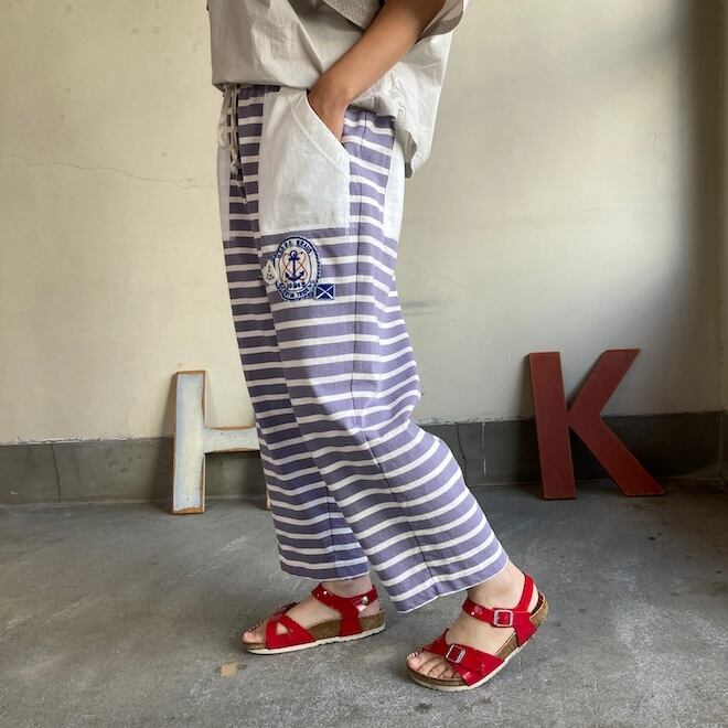 快晴堂 レディース メンズ パンツ ボーダーのゆったりパンツ HAYATE