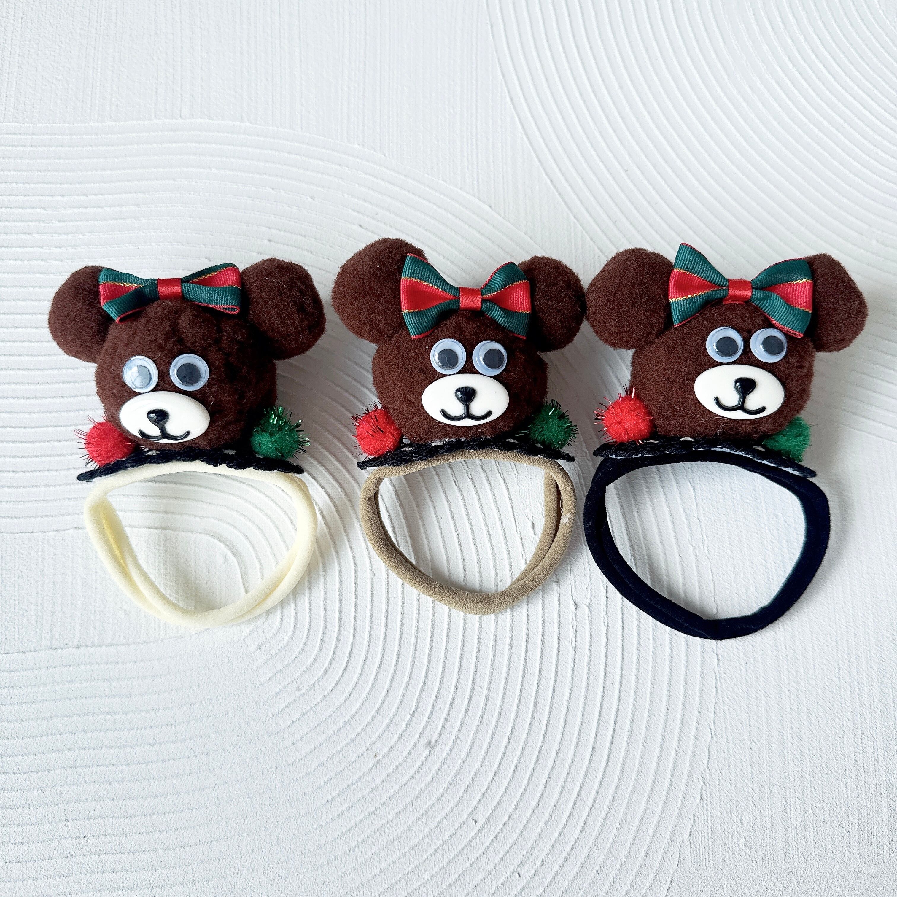 クリスマスリボンの大きなクマさんヘアバンド