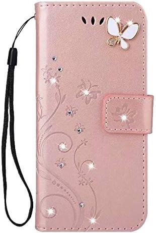 【AssassinCat】ケースiphone17の代替品 手帳ケース キラキラ きれい 純色 バタフライ胡蝶の印 TPU 花柄 カード入れ アイフォン 17用の 財布カバー マグネット式 スタンド機能 横開きスタンド 保護 アイホン17 の代替品 ケース手帳型 ストラップ付き 装着やすい タッチペンプレゼント (ピンクゴールド, iphone 17向け)