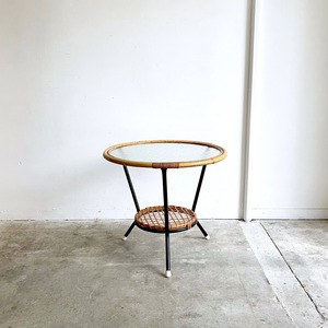 ★自社配送/店頭ピックアップ限定商品★  “Rohé” Glass Top × Rattan Side Table 1960's オランダ