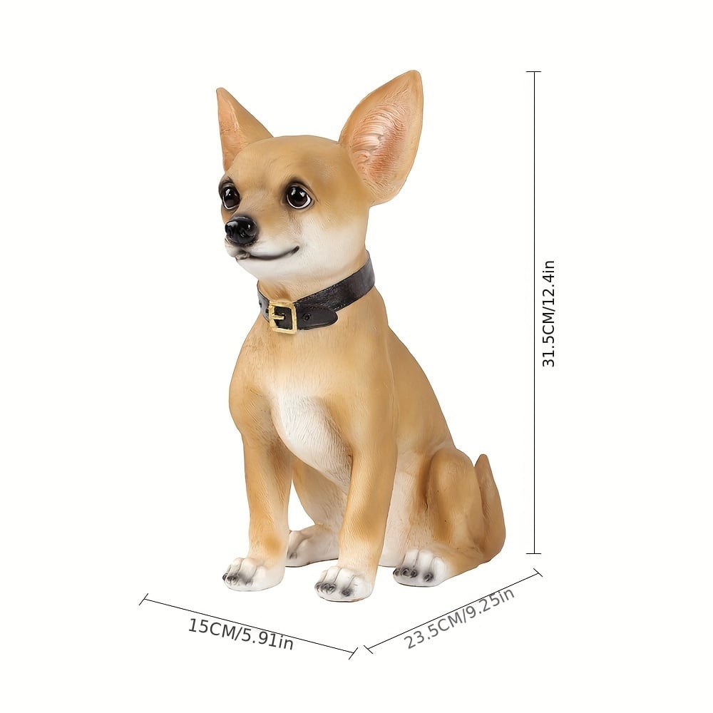 キュートなチワワの置物 オブジェ お座り 座り姿 首輪 おすまし 犬