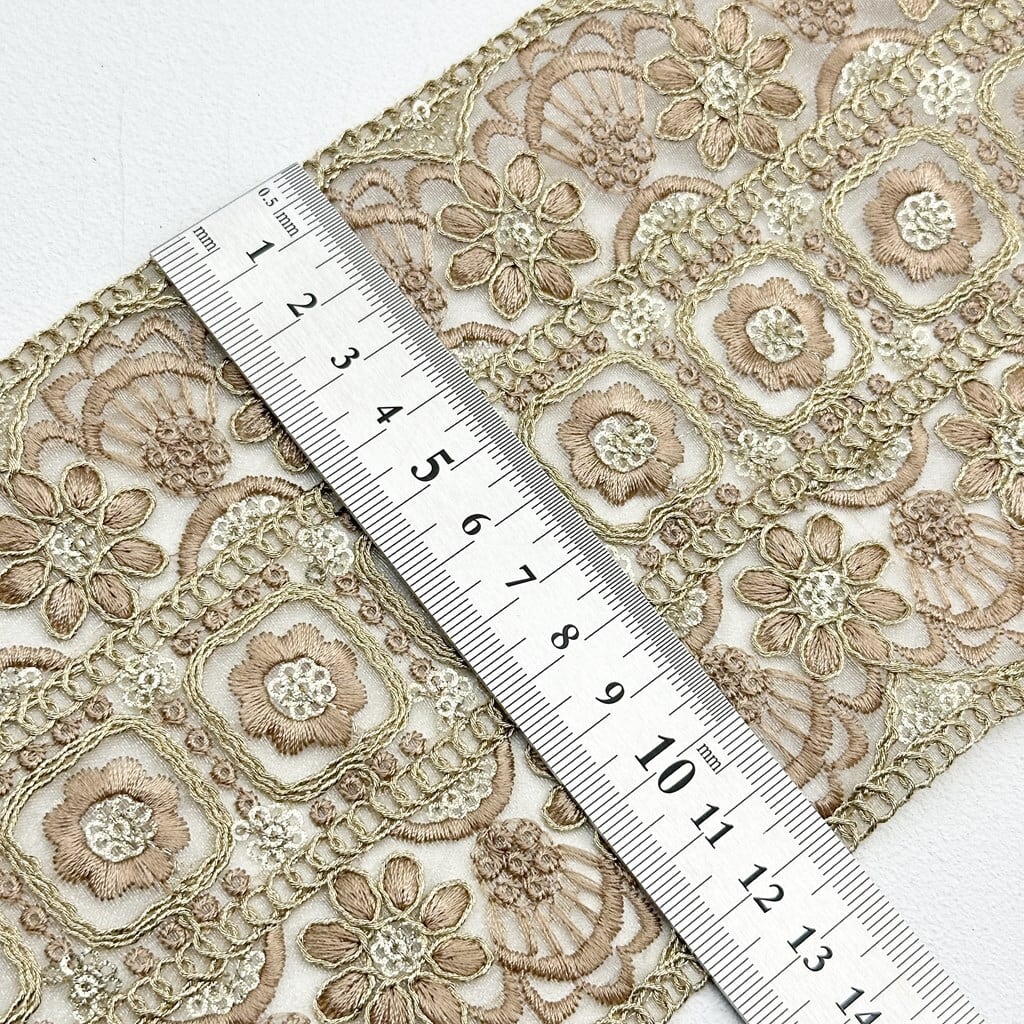 2m インド刺繍生地 ベージュ2 2m インド刺繍生地 ベージュ2