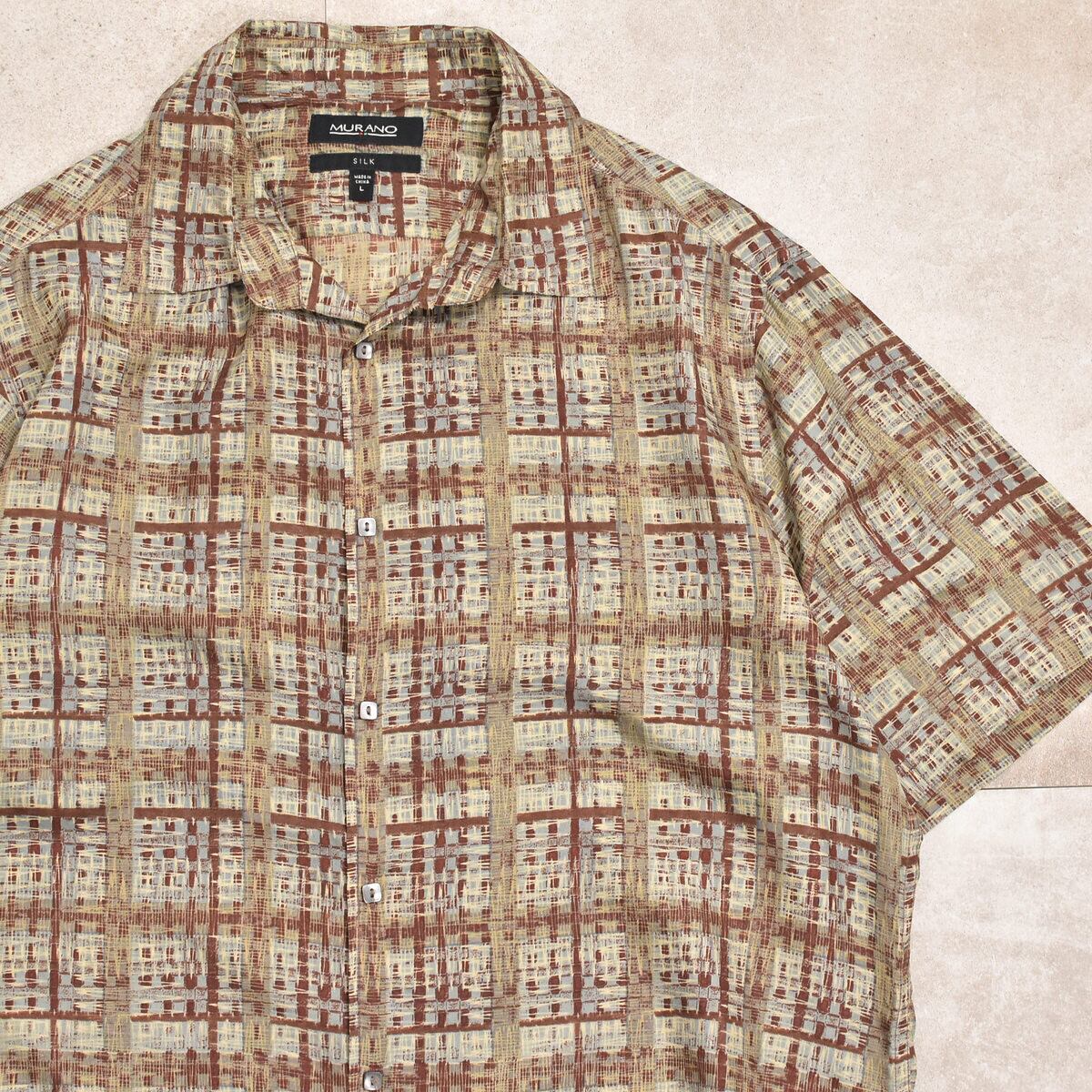 90s～ full pattern silk shirt