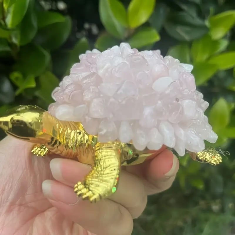 亀 天然石 原石 ローズクォーツ 置物 オブジェ ラブ ピンク 愛情運