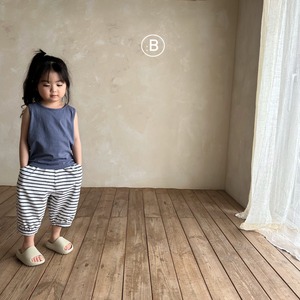 【Bella bambina】ボーダー7分丈パンツ チャコール 80~100cm 240727