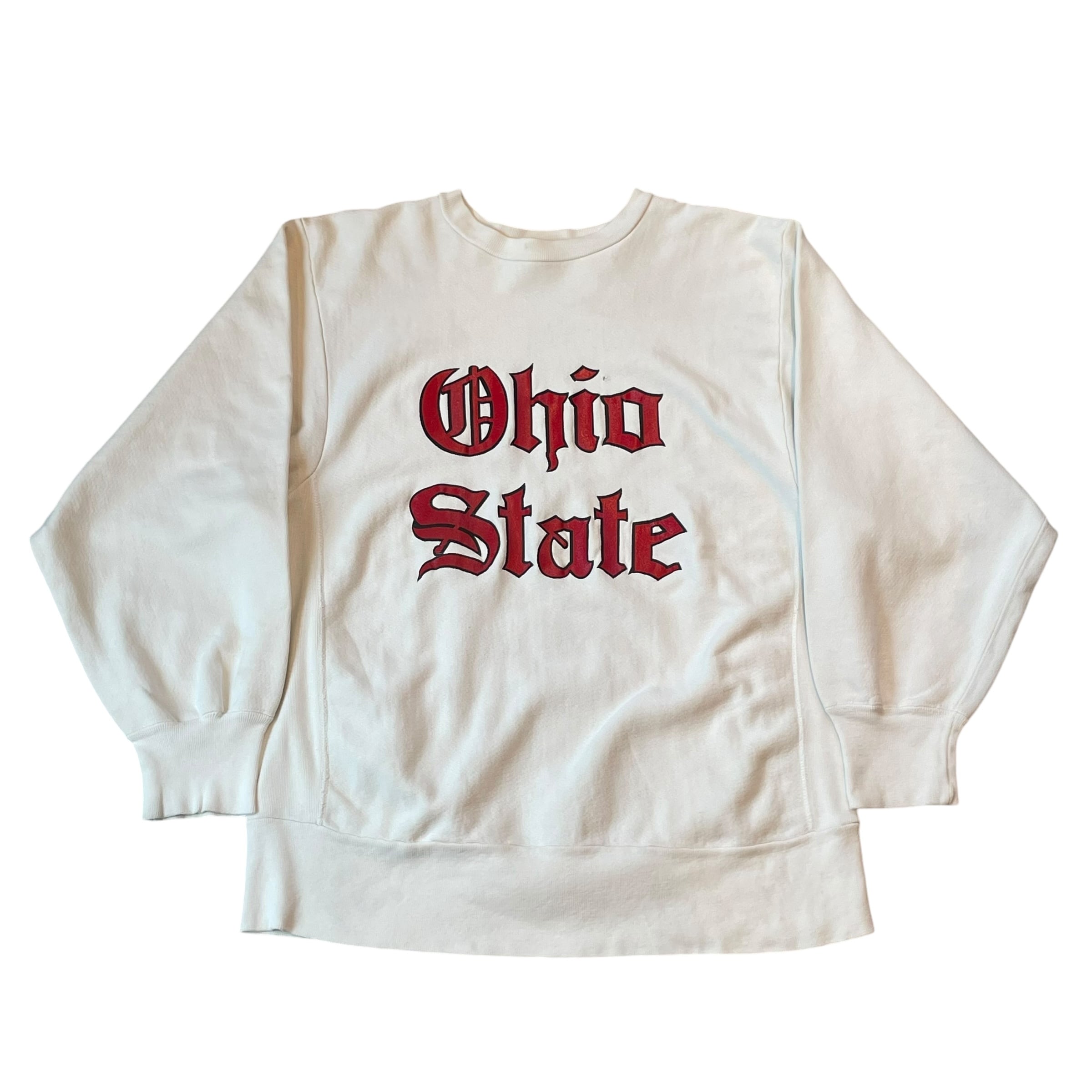 Special !! 80s Champion R/W Ohio State "irregular stitch" sweat