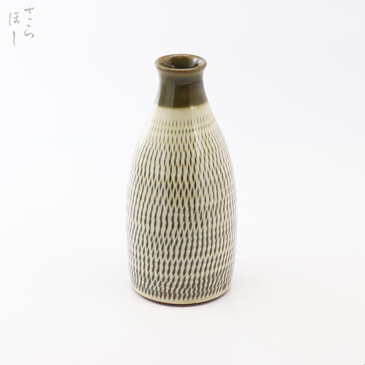 小鹿田焼 小袋窯 一合五勺徳利 飛びかんな 白 高さ約14.8cm 陶器 和食器 酒器 民藝 花瓶