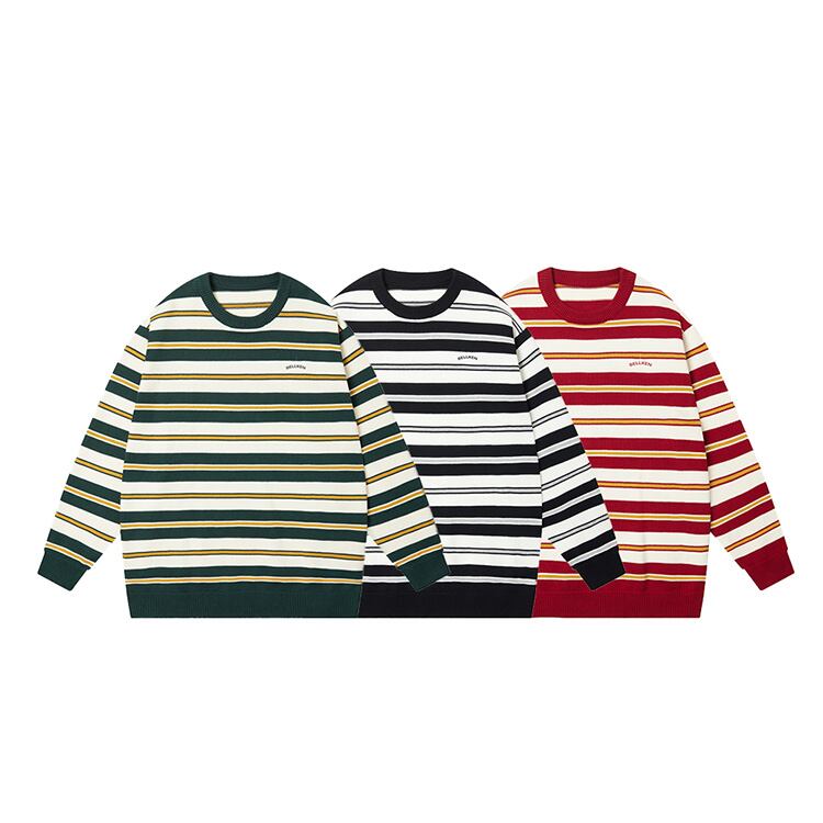 ★STRIPED ROUND NECK SWEATER　　　17288