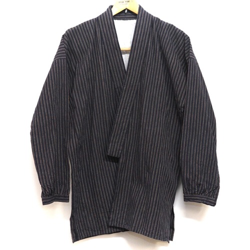 2552 野良着 鉄砲袖 縞木綿 藍染 古布 昭和レトロ ヴィンテージ NORAGI JACKET AIZOME JAPAN VINTAGE FABRIC OLD CLOTHING