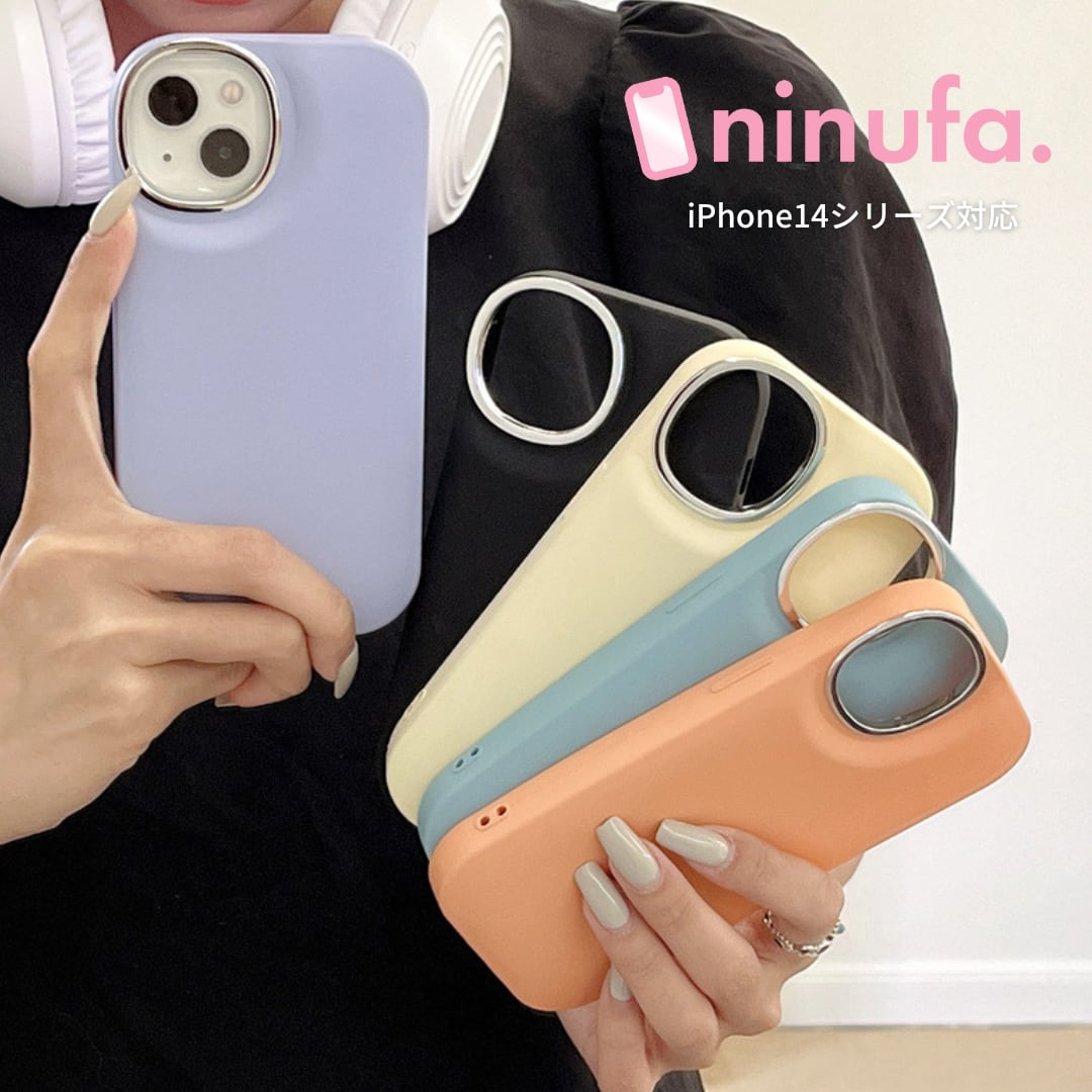 【再販】コロンとしたフレーム◎5色から選べる!かわいい パステルカラー iPhone15 メタルフレーム シンプル おしゃれ スマホケース ND-14929
