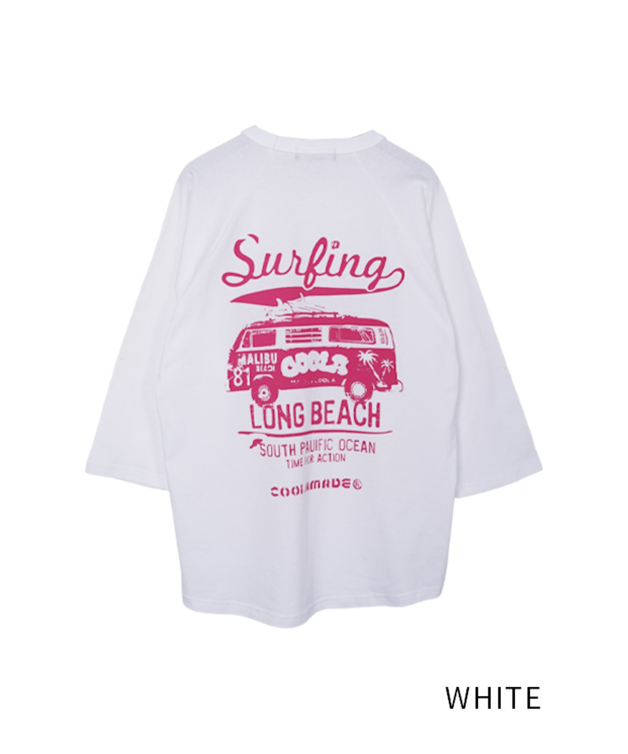 COOLAバスプリントラグランスリーブTシャツ (WHITE)　CQ-48025