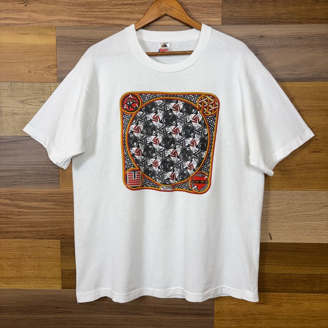 USA製 90s AIKON 幾何学 デザイン アート T-sh Tシャツ サイズ メンズ 