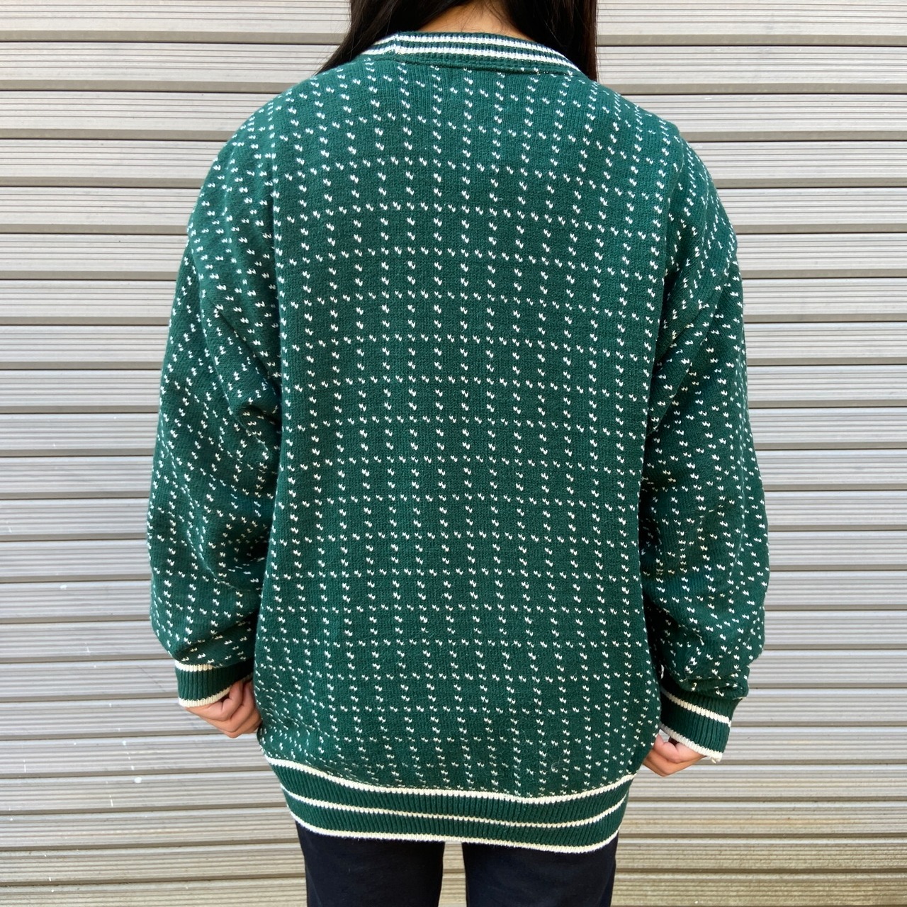 80年代 USA製 CAPE ISLE KNITTERS バーズアイ 総柄 コットンニット  