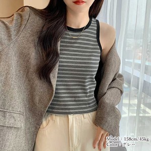 クロップド丈 ボーダー タンクトップ レディース 春夏秋 インナー トップス おしゃれ 大人 かわいい きれいめ ストレッチ ニット 大人可愛い 大人女子