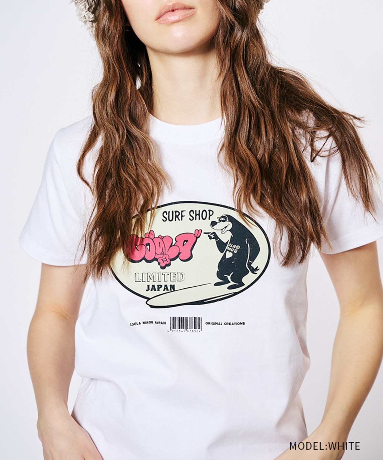 COOLAサーフプリントコンパクトTシャツ (WHITE)　CQ-48102