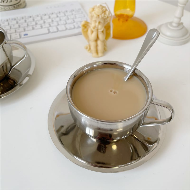 コーヒーカップ カップ ソーサー ステンレス カップ ティー コーヒーカップ カップ ソーサー ステンレス カップ ティー
