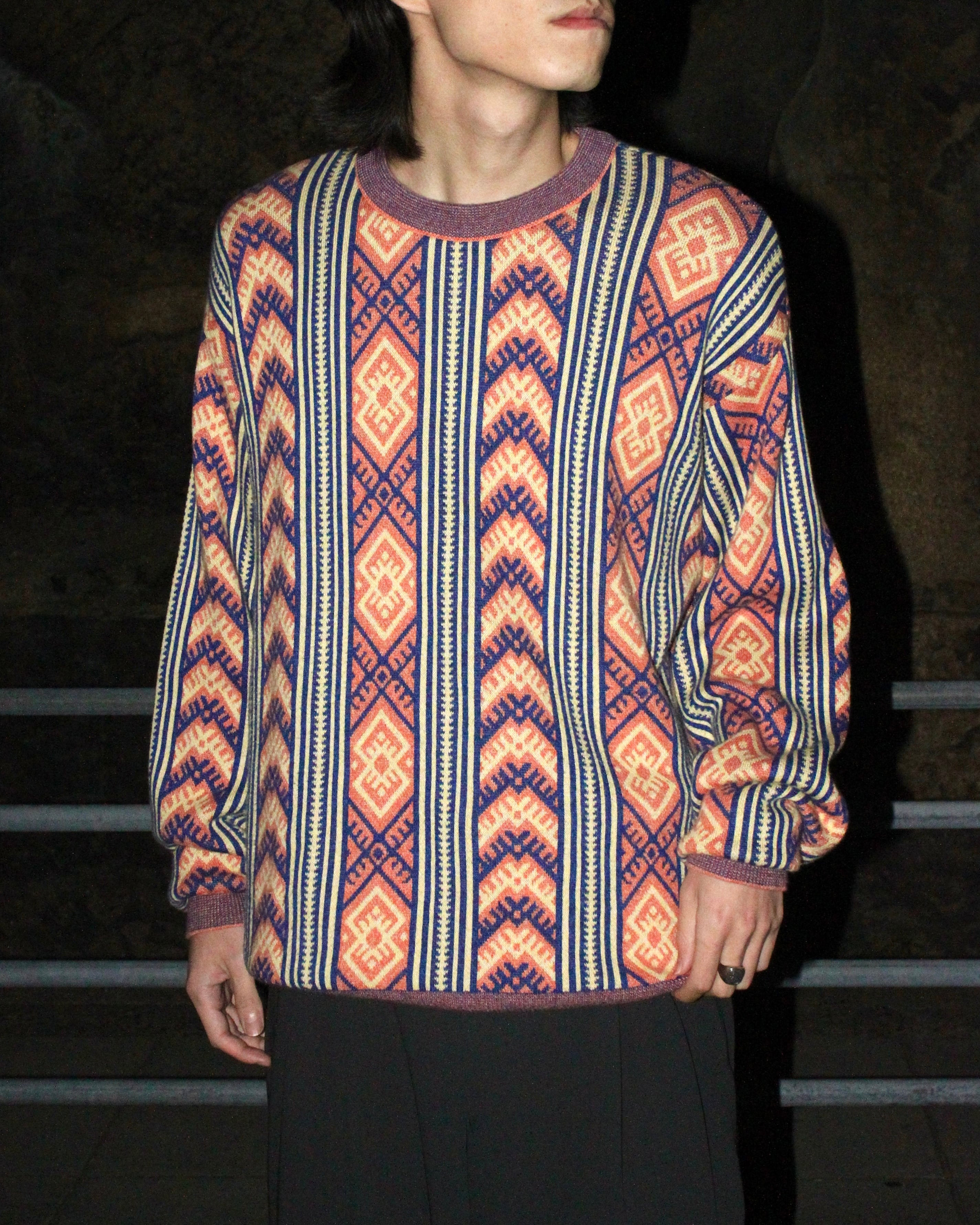 90s Christian Dior Jacquard Pattern Cotton Knit | VOLAR