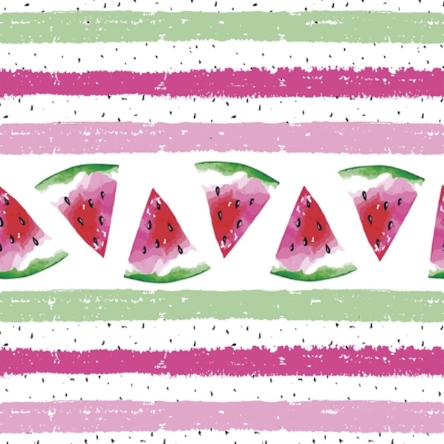 【Daisy】バラ売り2枚 ランチサイズ ペーパーナプキン WATERMELON WITH STRIPES ホワイト