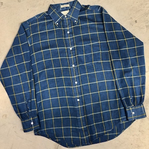 1960'S BRENT BLUE COTTON CHECK SHIRT "3点留め"