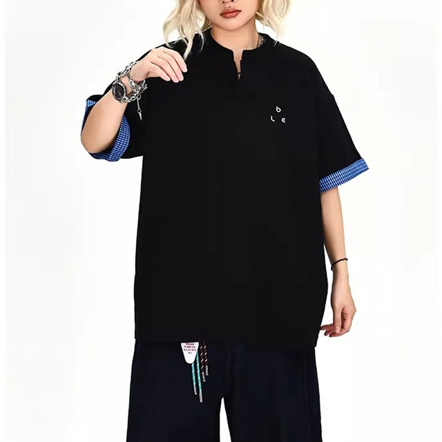 ミニマルロゴアクセントスキッパーデザインTシャツ 2col   R02143