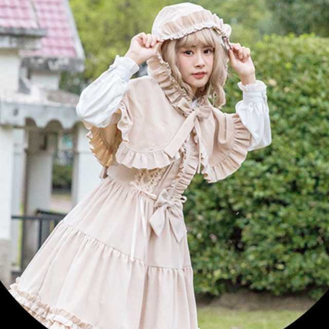 入荷待ち 全3色 ワンピース ロリータ ロリータワンピース 甘ロリ ゴスロリ ケープ レディース レース キュート 可愛い プリンセス ロリータ 風ワンピ クラシカル ミディアム丈 膝上 長袖 夢かわ セットアップやパンツドレスなど二次会ドレスに合う海外ファッション