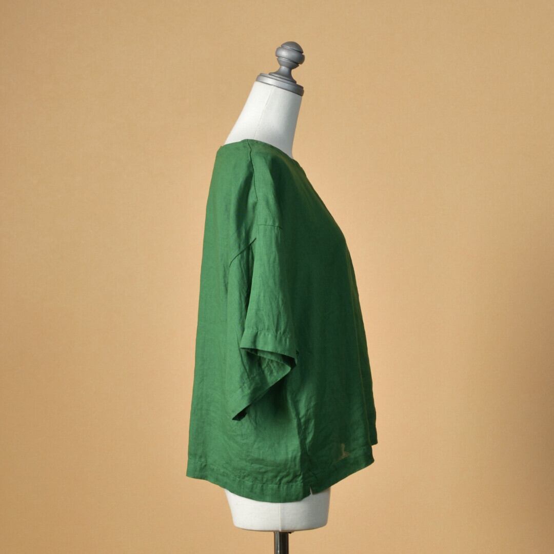 prit プリット フレンチリネン 5分ビッグスリーブプルオーバー・グリーン 真夏にピッタリのプルオーバーです。